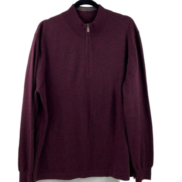 Joseph Abboud Men's Casual Burgundy ¼ Zip Mock Neck Sweater - Picture 1 of 9